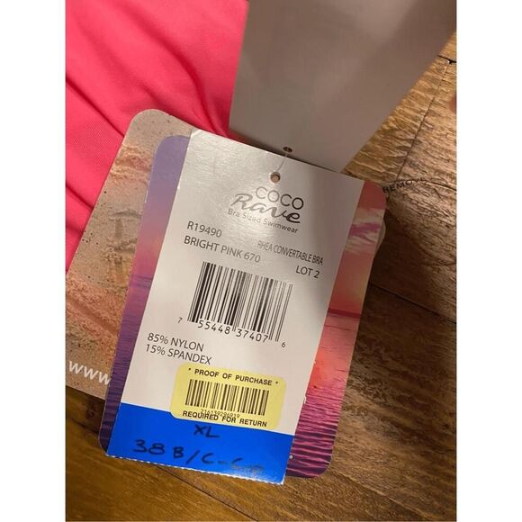 Coco Rave XL 38B/C Rhea Convertible Wrap Underwire Bikini Top Pink NWT - Picture 4 of 6